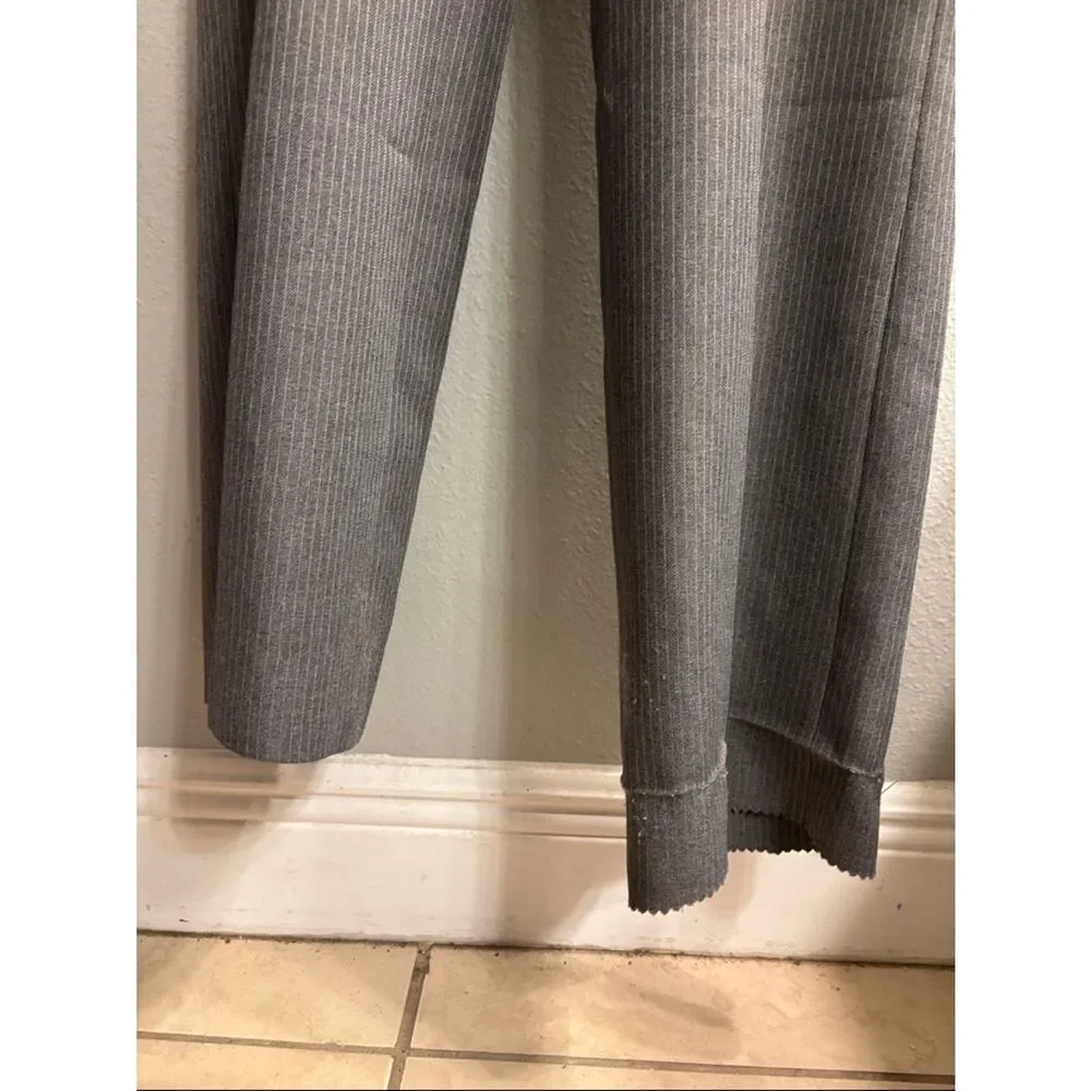 Men's Gray Pinstripe Two-Piece Suit Jacket & Trousers